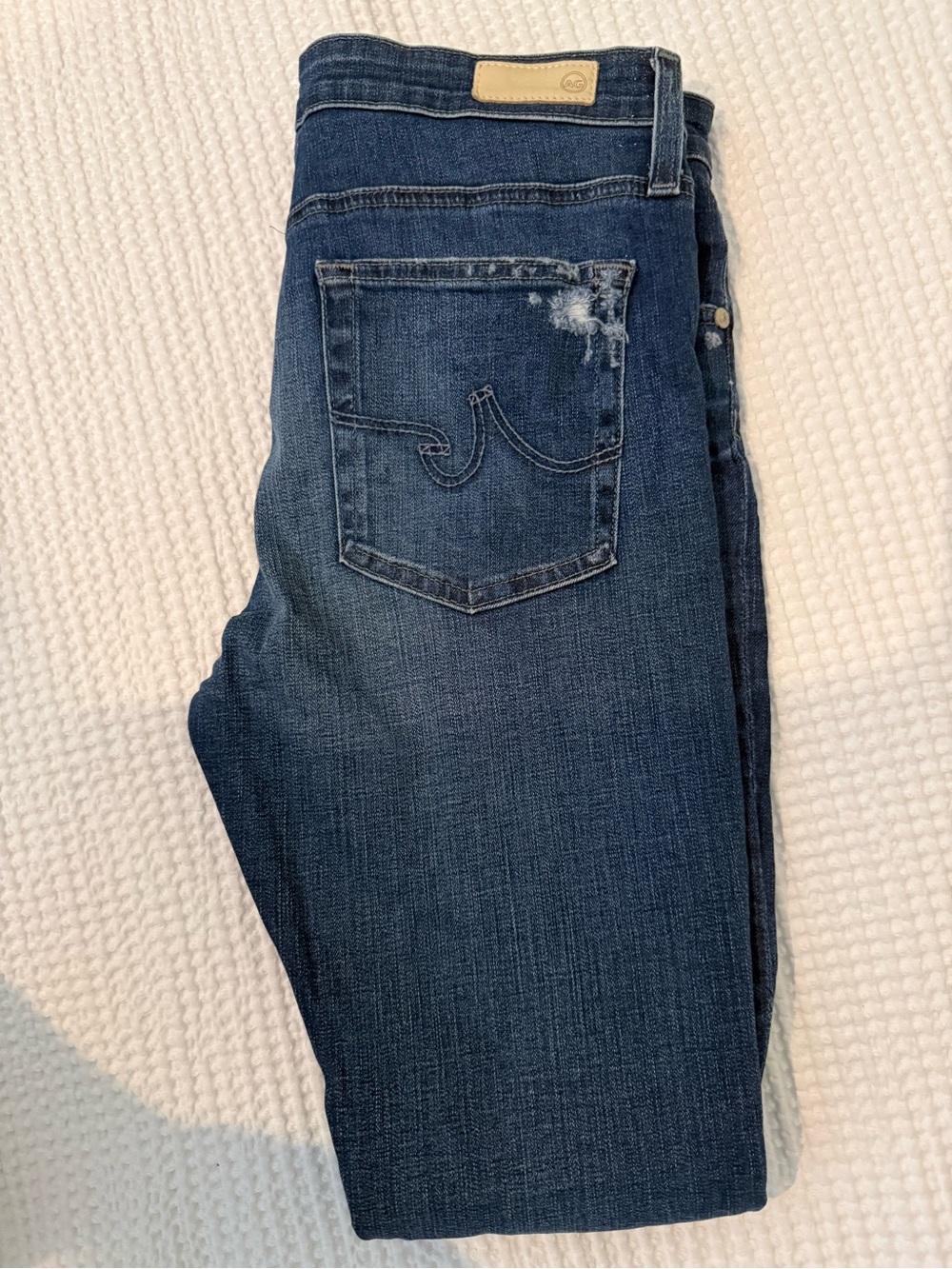 Ag Adriano Goldschmied Dark Blue Distressed Denim woman’s  Jeans